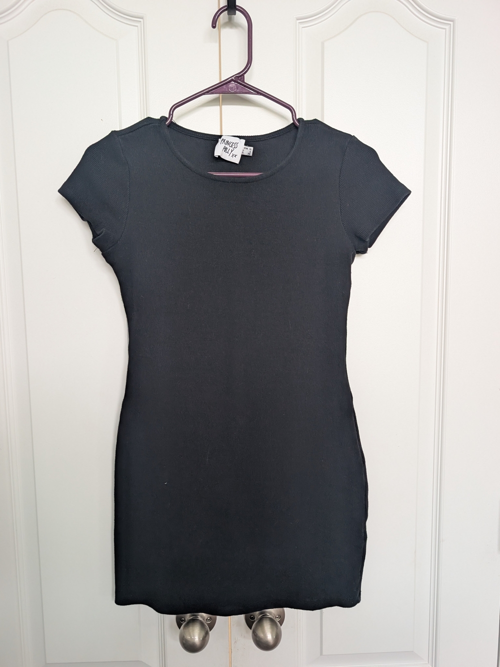 Princess Polly Black Ribbed Mini Dress